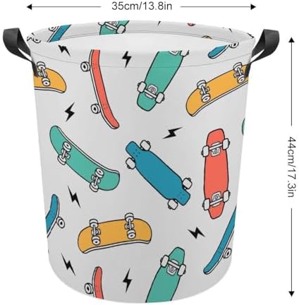 MEIKKO Hand-Drawn Skateboarding Clothes Hamper Waterproof Easy-to-Carry