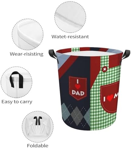 I Love Mom Water-Resistant Collapsible Laundry Basket Family-Friendly Use