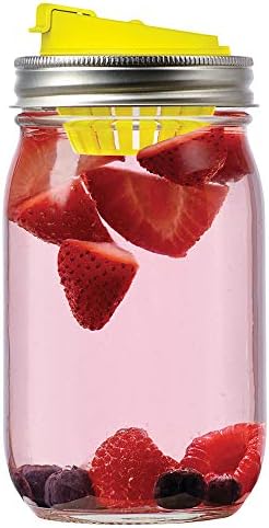 Claires Lemonade Stand Mason Jar Fruit Infuser Lid Yellow Set of 2
