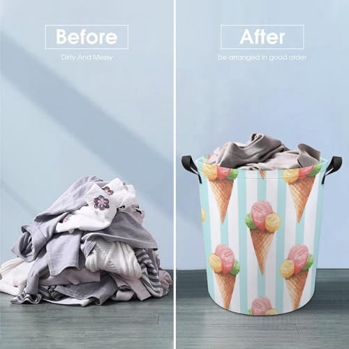 MEIKKO Cute Ice Cream Laundry Hamper - _waterproof Organizer for Dimensional-storage