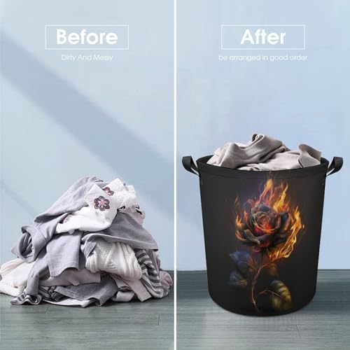 3D Rose Fire Laundry Hamper