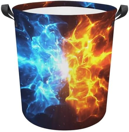 Crashing Blue and Red Flames Laundry Hamper