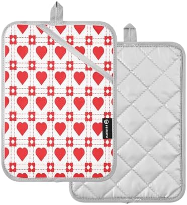KCldeci Geometric Love 2-Pack Pot Holder Set - Heat-Resistant Durable