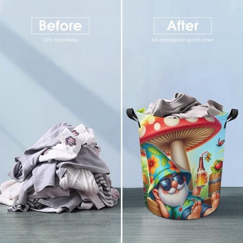 Full-Load Capacity Collapsible Laundry Hamper with Cartoon Gnome Design