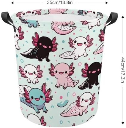 Cartoon Axolotl Laundry Hamper Waterproof Fun