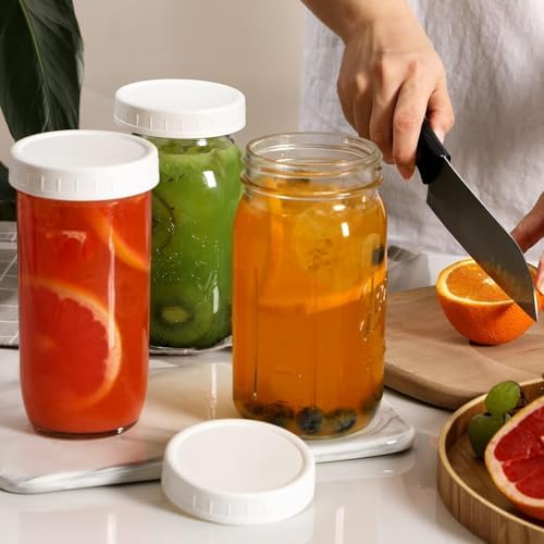 Wide-Mouth Plastic Lids for MasonCanning Jars - Leak-Proof BPA-Free