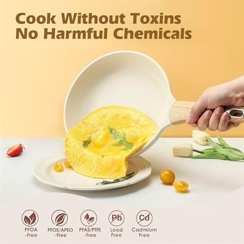Healthy Ceramic Cookware Set Nonstick 14-Piece for Induction Cooking Kitchen Use
