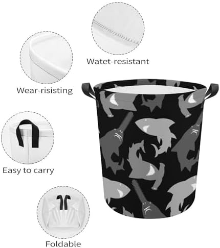 MEIKKO Shark Pattern Seemless Laundry Hamper