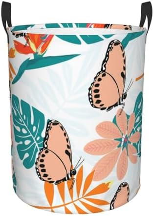 Flower Foldable Laundry Basket with Handles - Butterfly Design M