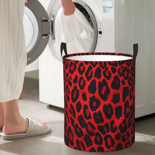 Large Laundry Basket Red Leopard Pattern