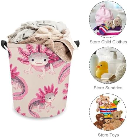 MeikoKClosure Cartoon Axolotl Pink 173x138 Water Resistant Laundry Hamper