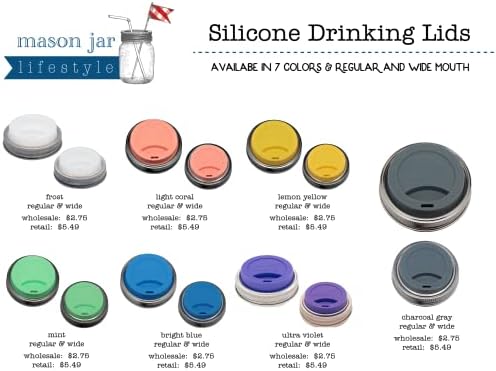 Mason Jar Silicone Lids with Rust-Proof Steel Bands 2-Pack