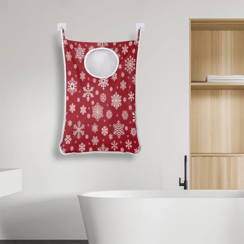 Foldable Christmas Snowflake Laundry Basket with Adhesive Hooks
