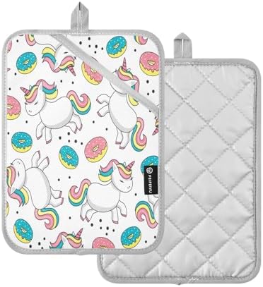 Cute Cartoon Unicorns 2-Pack Heat-Resistant Potholders
