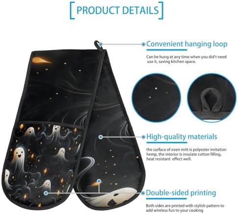 Halloween Spooky Double Oven Mitt Heat-Resistant for Baking and Cooking