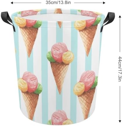 MEIKKO Cute Ice Cream Laundry Hamper - _waterproof Organizer for Dimensional-storage