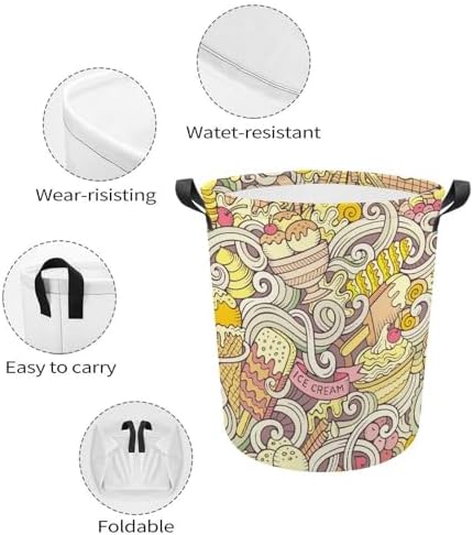MEIKKO Cartoon Retro Ice Cream summer laundry hamper