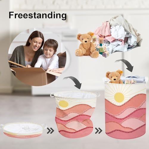 Clastyle 63L Pink Boho Laundry Basket with Lid