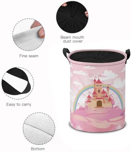 Pink Castle Laundry Hamper Basket Cute Fairy Tale Storage Solution