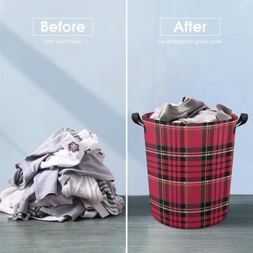 Christmas Plaid Tartan Laundry Hamper Multi-Purpose Organizer