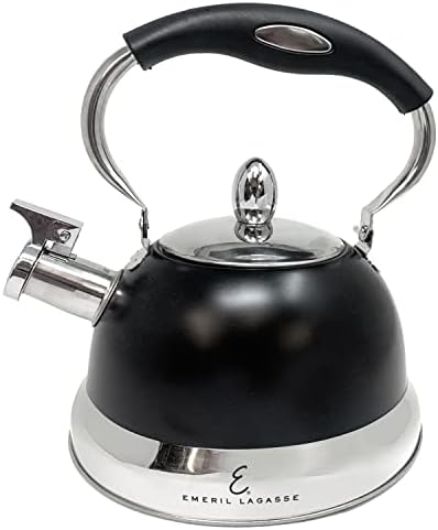 Sturdy stainless steel tea kettle BlackChrome