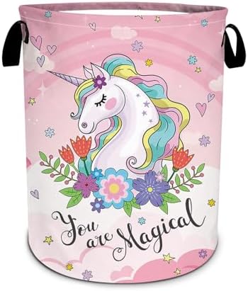 Waterproof Foldable Laundry Hamper Pink Floral Design by SLHFDKL