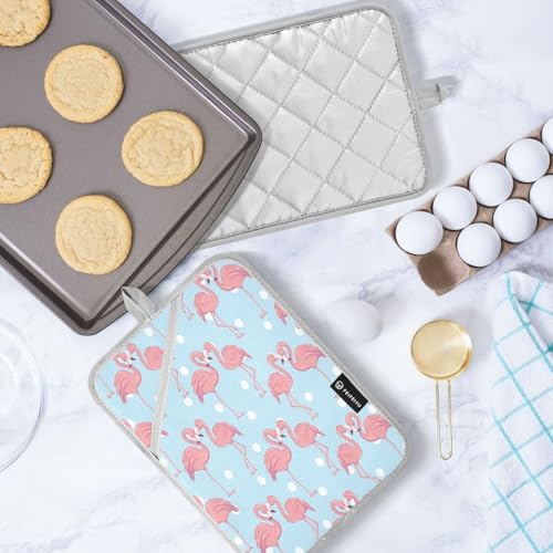 Durable Pink Flamingo Oven Mitts Heat Resistant Potholders for Kitchen