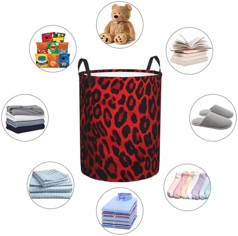 Large Laundry Basket Red Leopard Pattern