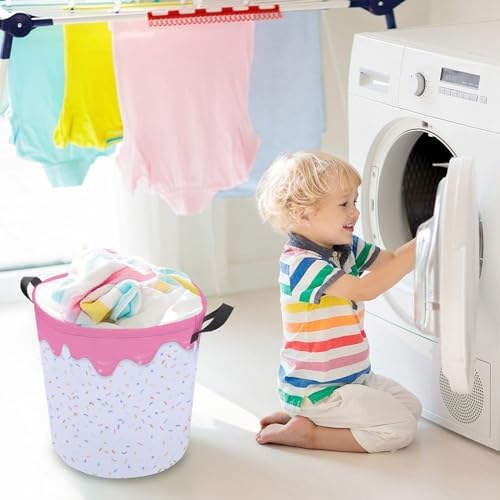 Pink Dripping Liquid Laundry Hamper Donut Basket for Dorms Bedroom Bathroom