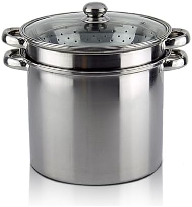 Stainless Steel Pasta Pot Set with Strainer for Boiling Pasta Steaming Vegetables