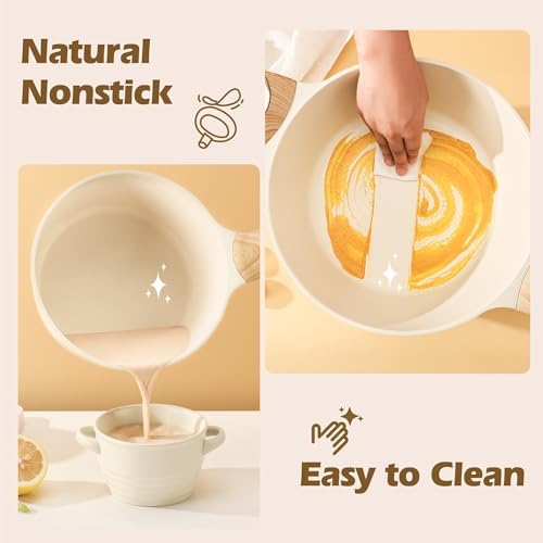Healthy Ceramic Cookware Set Nonstick 14-Piece for Induction Cooking Kitchen Use