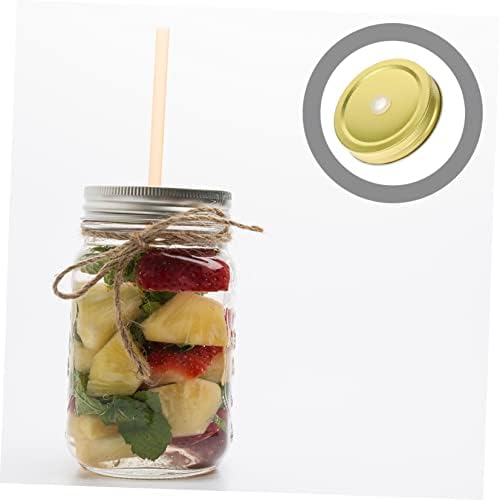OKUMEYR 48 Pcs Reusable Mason Jar Lids with Straw Hole