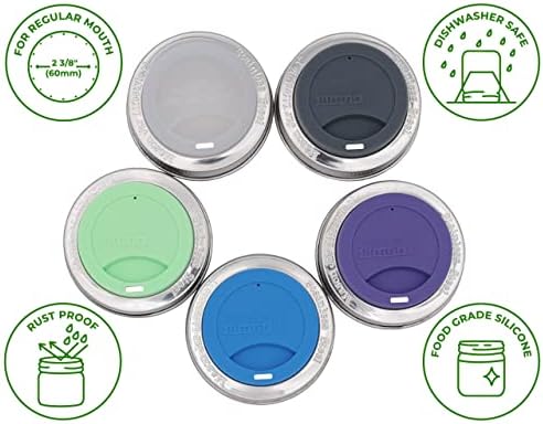 Mason Jar Silicone Lids with Rust-Proof Steel Bands 2-Pack