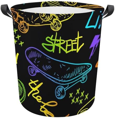 Colourful Skateboard Laundry Hamper Urban Style Waterproof Clothes Basket with Handles