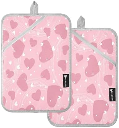 KCLDECI Heart 2Pack Pot Holders Heat-Resistant Oven Mitts for Baking Cooking