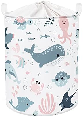 Clastyle Marine Animal Laundry Basket with Lid Perfect for Kids