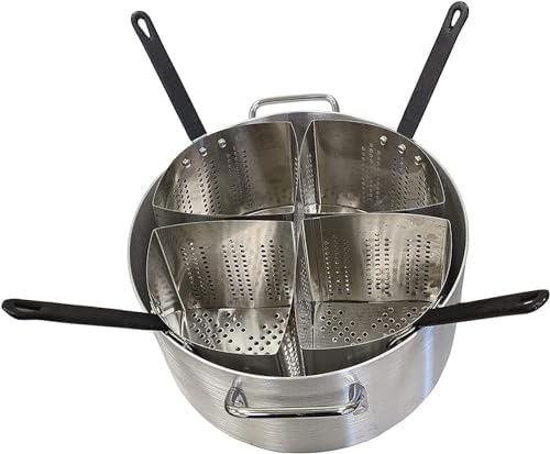Aluminum pasta pot with stainless steel inserts for efficient cooking
