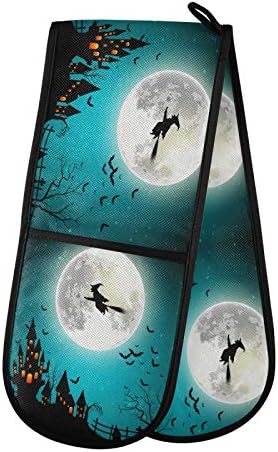 AUUXVA Long Double Oven Mitt for Baking Halloween