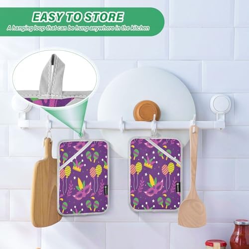 Mardi Gras Pot Holders Heat-Resistant Oven Mitts for Cooks