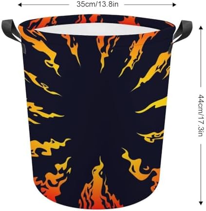 Fire Black Background Waterproof Laundry Hamper with Easy Carry Handles