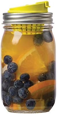 Claires Lemonade Stand Mason Jar Fruit Infuser Lid Yellow Set of 2