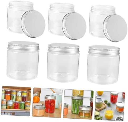 Alipis 8pcs 250ml Plastic Mason Jars with Aluminum Covers
