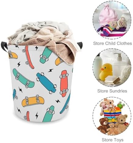 MEIKKO Hand-Drawn Skateboarding Clothes Hamper Waterproof Easy-to-Carry