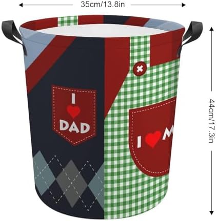 I Love Mom Water-Resistant Collapsible Laundry Basket Family-Friendly Use