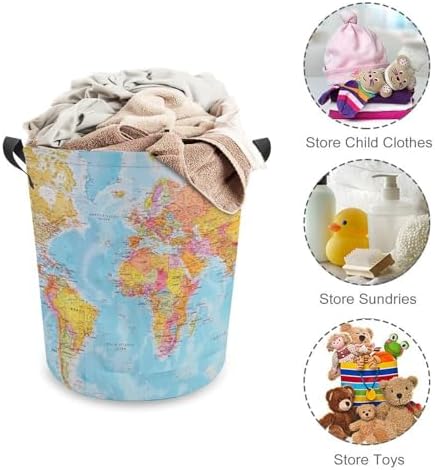 MEIKKO Map of The World Laundry Basket