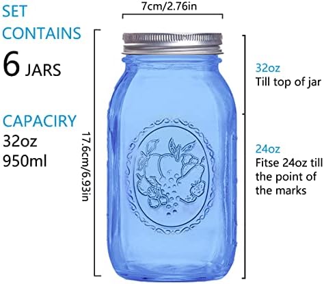 Elegant Blue Mason Jars 6-Pack
