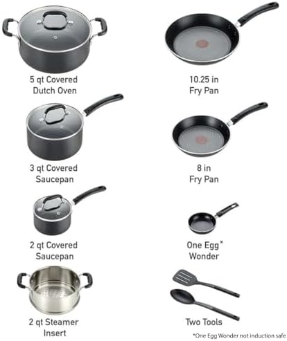Secure Non-Stick Cooking Experience with 12-Piece titanium-coated Cookware Set
