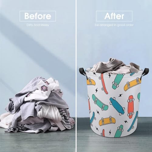 MEIKKO Hand-Drawn Skateboarding Clothes Hamper Waterproof Easy-to-Carry
