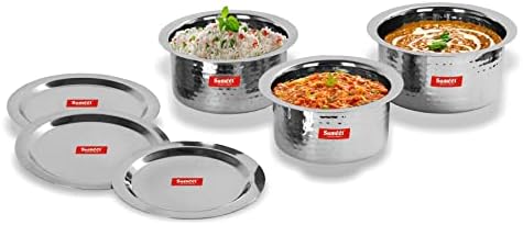 Sumeet Stainless Steel Hammered Texture 3-Piece Cookware Set