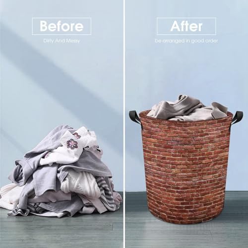 Durable Red Brick Wall Laundry Hamper Waterproof Collapsible for Dorms